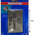 Fixon Stainless Adhesive No Junk Mail Sign 90x60x2mm